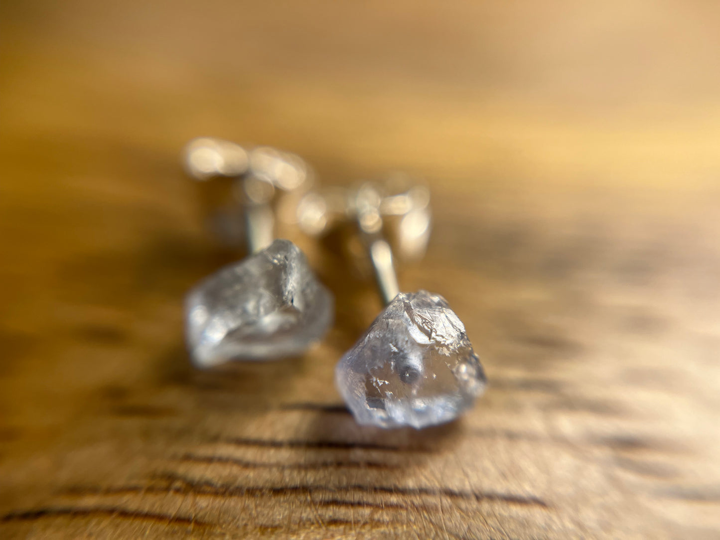 925 Silver Fluorite Stud Earrings, Raw Fluorite Earrings, Natural Crystal Earrings, March Birthstone Jewellery, Dainty Blue Fluorite Studs