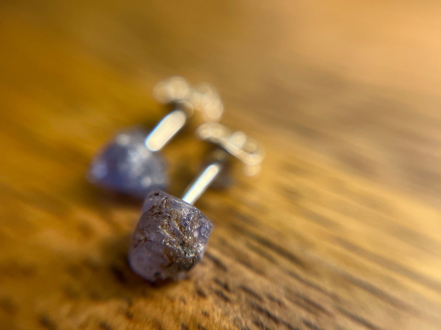 925 Silver Tanzanite Stud Earrings, Raw Tanzanite Earrings, Natural Crystal Earrings, December Birthstone Jewellery, Dainty Blue Tanzanite Studs