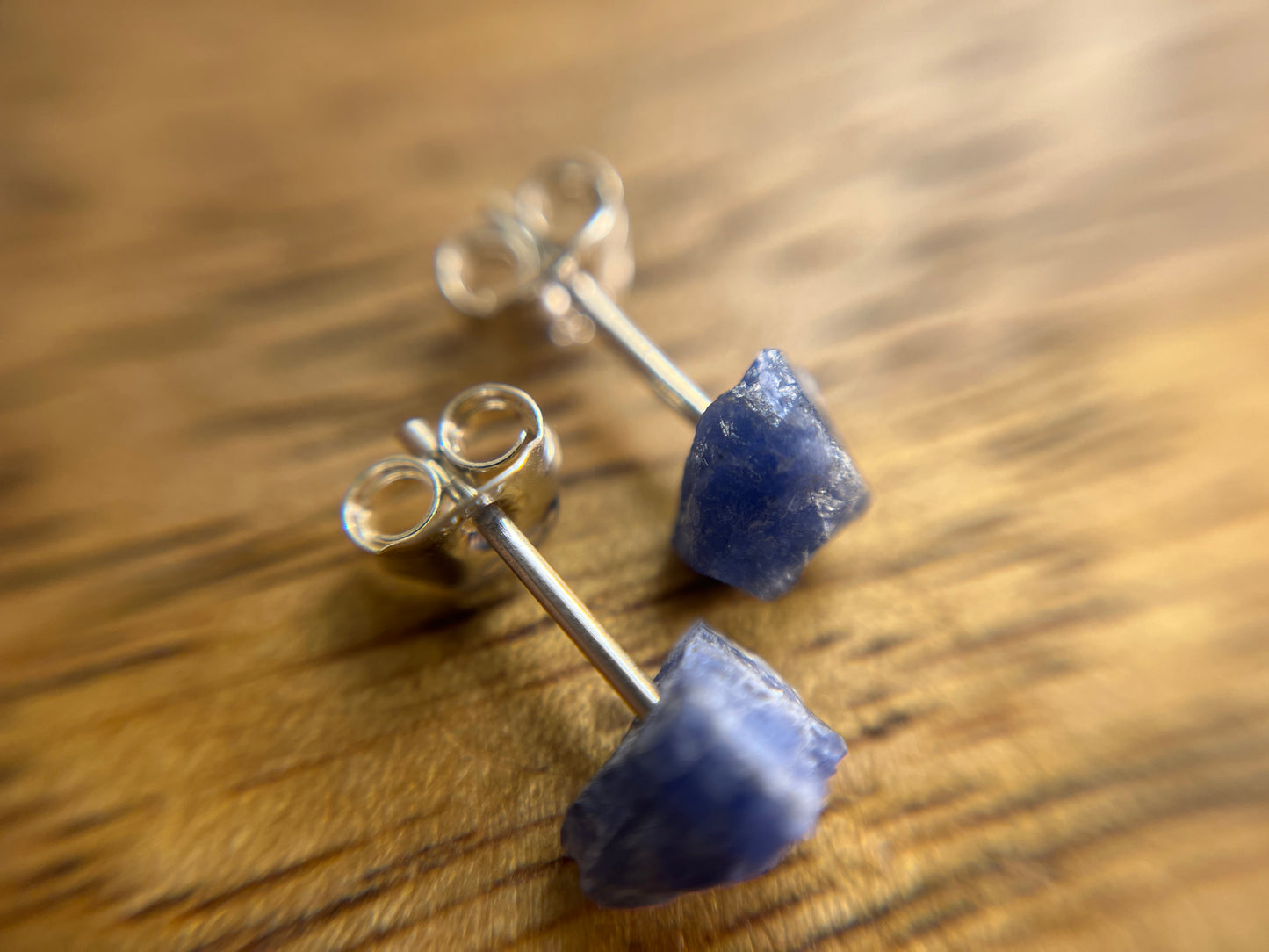 925 Silver Sodalite Stud Earrings, Raw Sodalite Earrings, Natural Crystal Earrings, December Birthstone Jewellery, Dainty Blue Sodalite Studs