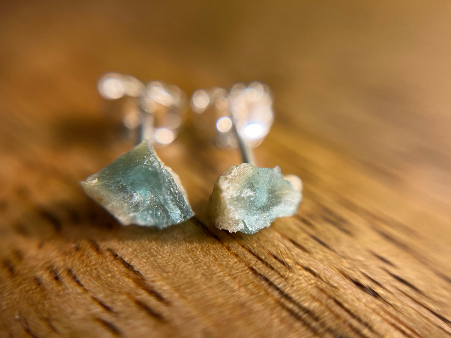 925 Silver Grandidierite Stud Earrings, Raw Grandidierite Earrings, Natural Crystal Earrings, Dainty Blue Grandidierite Gemstone Studs