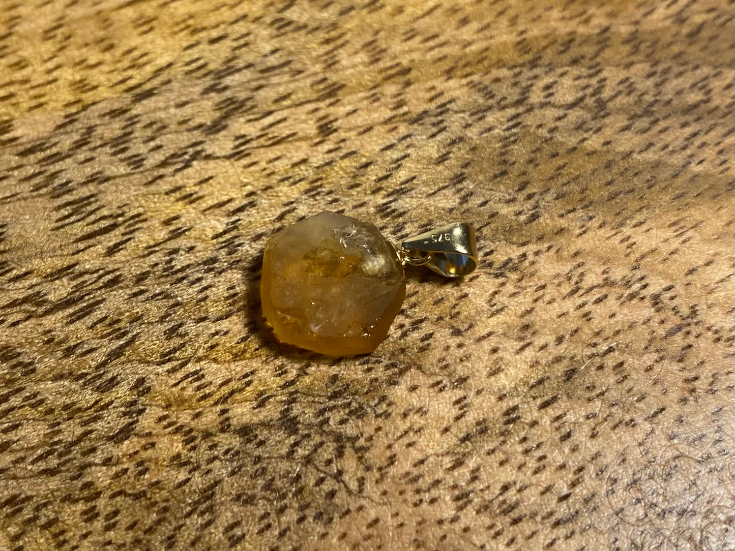 9ct Gold Citrine Pendant, 925 Sterling Silver Pendant, 10mm Natural Yellow Citrine Necklace Pendant, Cute Minimalist 9k Raw Crystal Jewellery