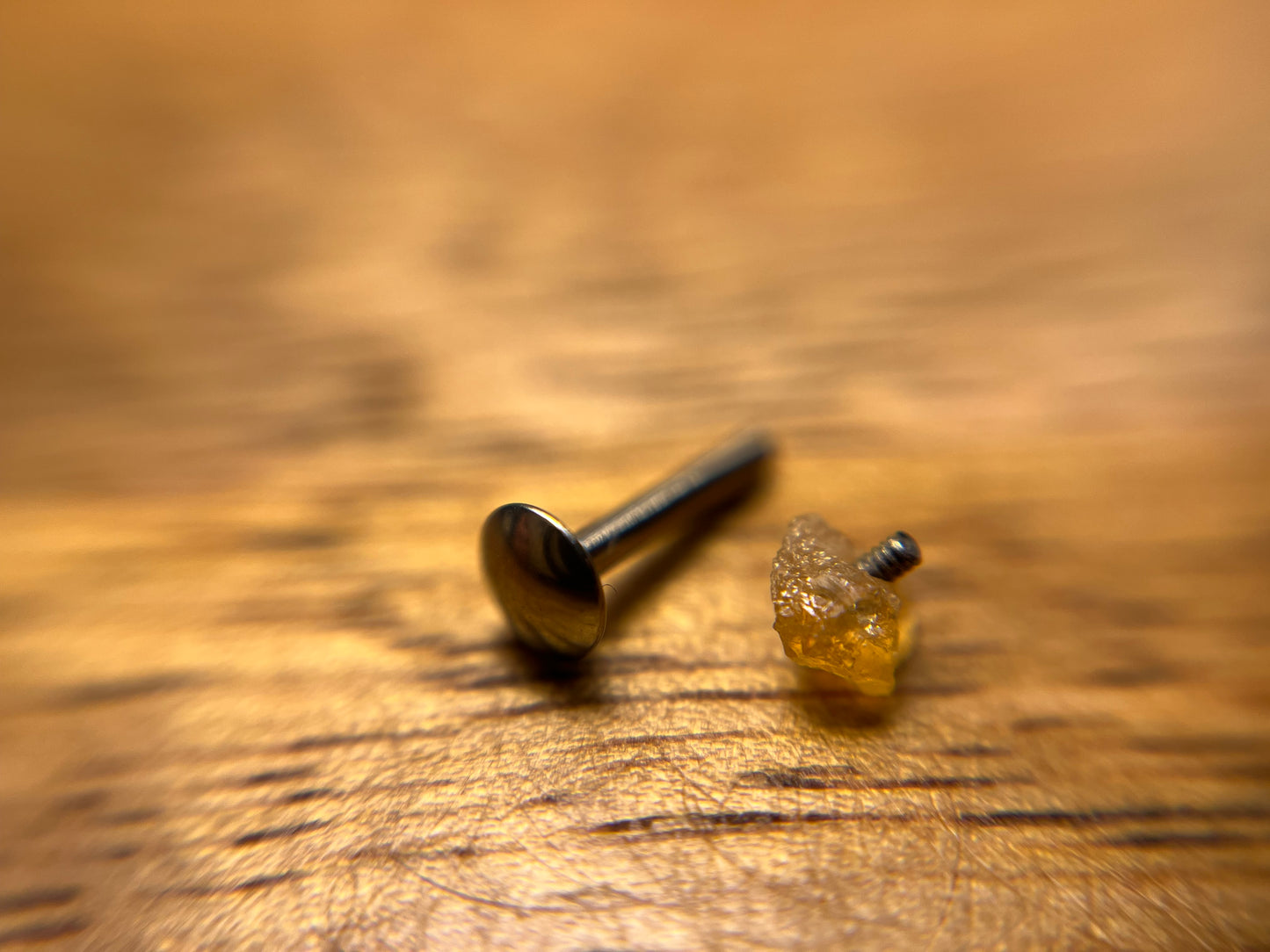Citrine Labret 1.2mm, Citrine 16g Nose Stud, 8mm Internally Threaded Surgical Steel Lip Bar, 3mm Raw Natural Crystal Body Jewellery