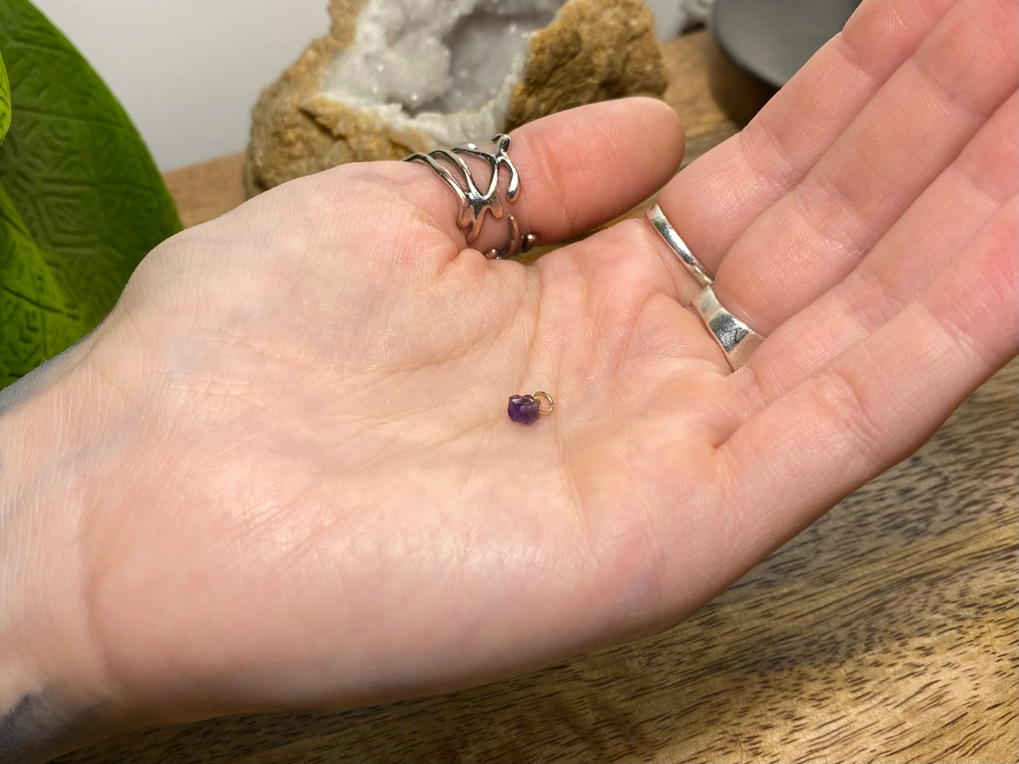 9ct Gold or 925 Sterling Silver 4mm Amethyst Charm, Natural Purple Amethyst Bracelet Charm, Genuine Amethyst Anklet Charm, Raw Crystal Necklace Charms