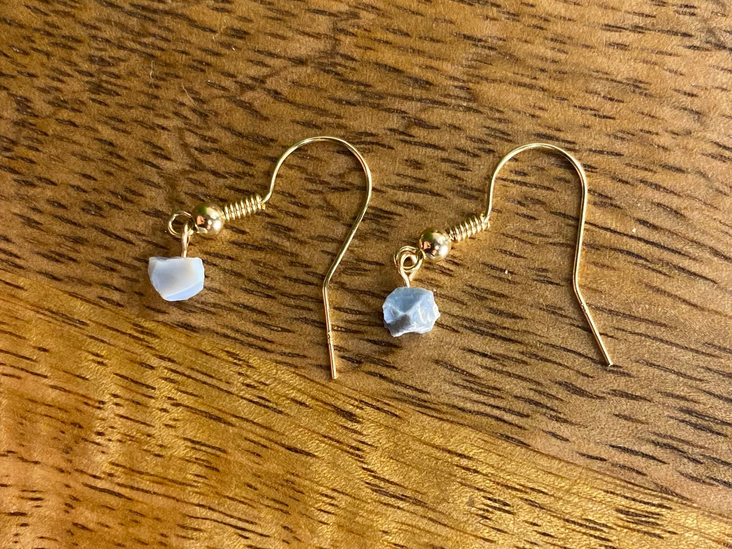 9ct Gold 4mm Opal Dangle Earrings, 925 Sterling Silver Blue Opal Drop Earrings, Natural Opal Dangle Drop Earrings, 9k Rough Crystal