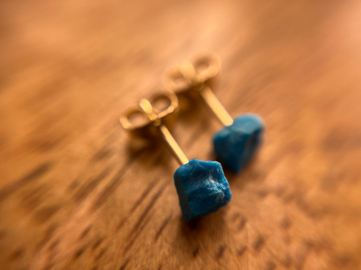 9ct or 18ct Gold Turquoise Stud Earrings, Natural Turquoise Earrings, Raw Crystal Earrings, Raw Turquoise Jewellery, Minimalist Earring Studs