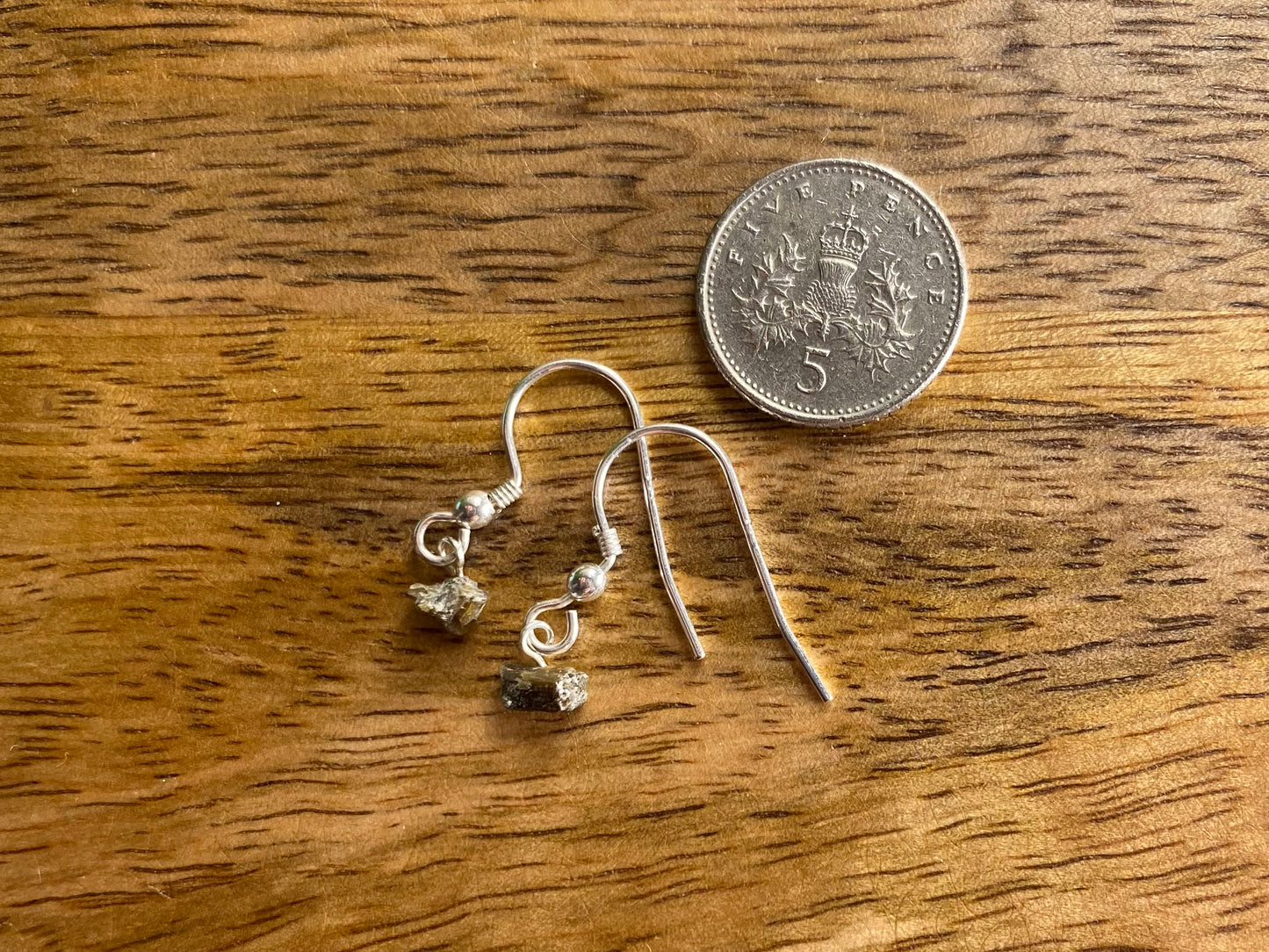 9ct Gold 4mm Bronzite Dangle Earrings, 925 Sterling Silver Bronzite Drop Earrings, Natural Bronzite Dangle Drop Earrings, 9k Rough Crystal