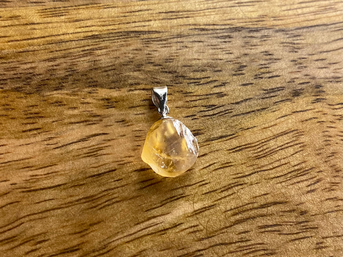 9ct Gold Citrine Pendant, 925 Sterling Silver Pendant, 10mm Natural Yellow Citrine Necklace Pendant, Cute Minimalist 9k Raw Crystal Jewellery