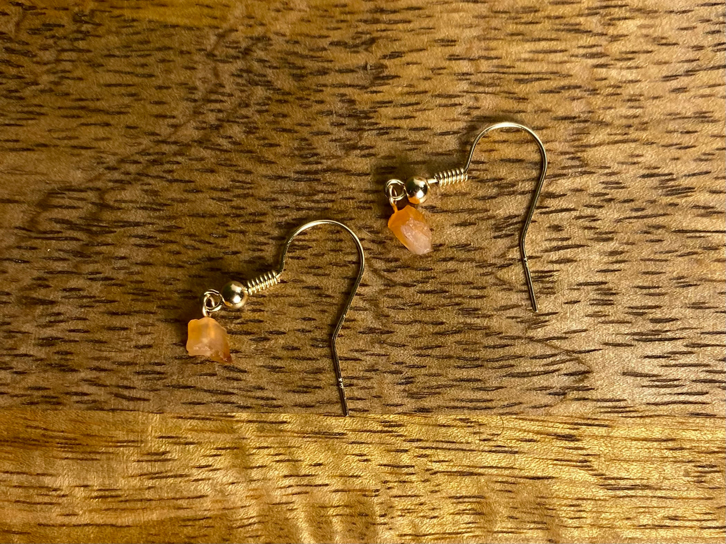 9ct Gold 4mm Carnelian Dangle Earrings, 925 Sterling Silver Carnelian Drop Earrings, Natural Carnelian Dangle Drop Earrings, 9k Rough Crystal