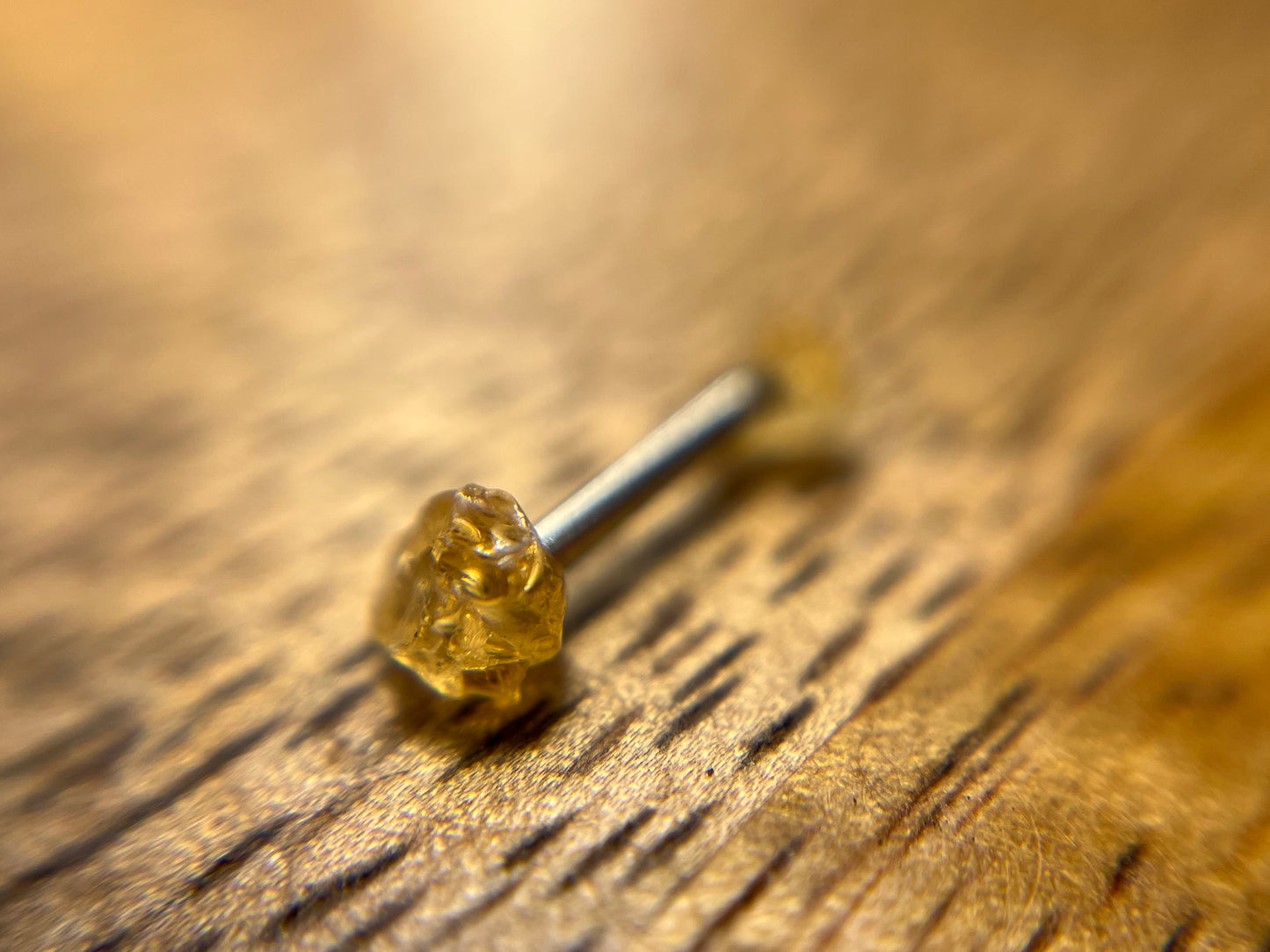 Citrine Barbell 1.2mm, 16g Citrine Bar Bell, 8mm-10mm Internally Threaded Surgical Steel Straight Or Curved Bar, 3mm Raw Natural Crystal