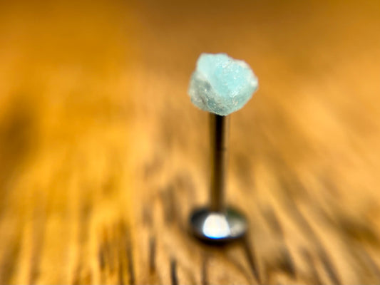 Amazonite Labret 1.2mm, 16g Amazonite Nose Stud, 8mm Internally Threaded Surgical Steel Lip Bar, 3mm Raw Natural Crystal Body Jewellery