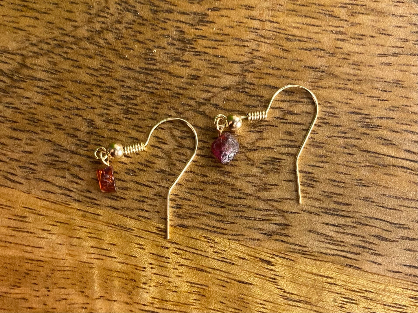 9ct Gold 4mm Garnet Dangle Earrings, 925 Sterling Silver Red Garnet Drop Earrings, Natural Garnet Dangle Drop Earrings, 9k Rough Crystal