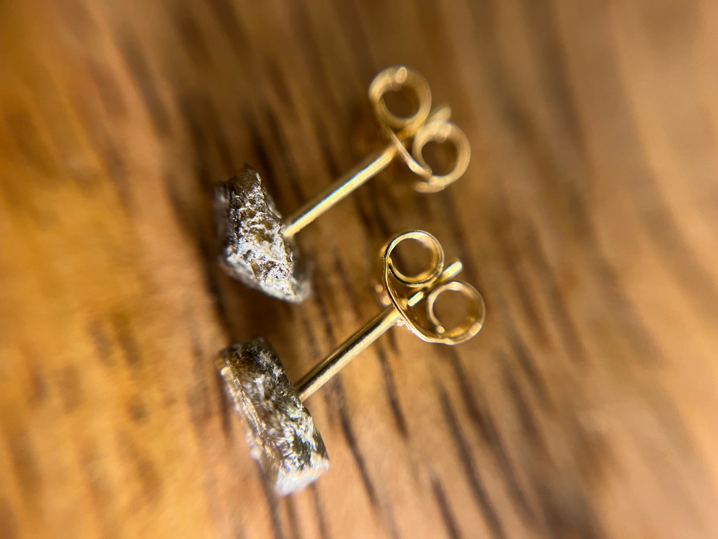 9ct or 18ct Gold Bronzite Stud Earrings, Natural Bronzite Earrings, Raw Crystal Earrings, Raw Bronzite Jewellery, Minimalist Earring Studs