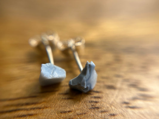 925 Silver Opal Stud Earrings, Raw Opal Earrings, Natural Crystal Earrings, October Birthstone Jewellery, Dainty Blue Opal Studs