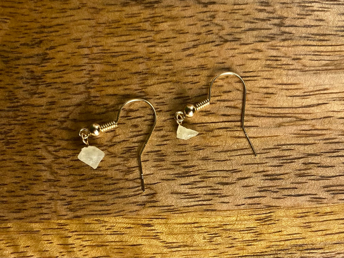 9ct Gold 4mm Jade Dangle Earrings, 925 Sterling Silver Green Jade Drop Earrings, Natural Jade Dangle Drop Earrings, 9k Rough Crystal