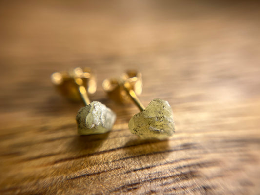 9ct or 18ct Gold Jade Stud Earrings, Natural Jade Earrings, Raw Crystal Earrings, Raw Jade Jewellery, Minimalist Earring Studs