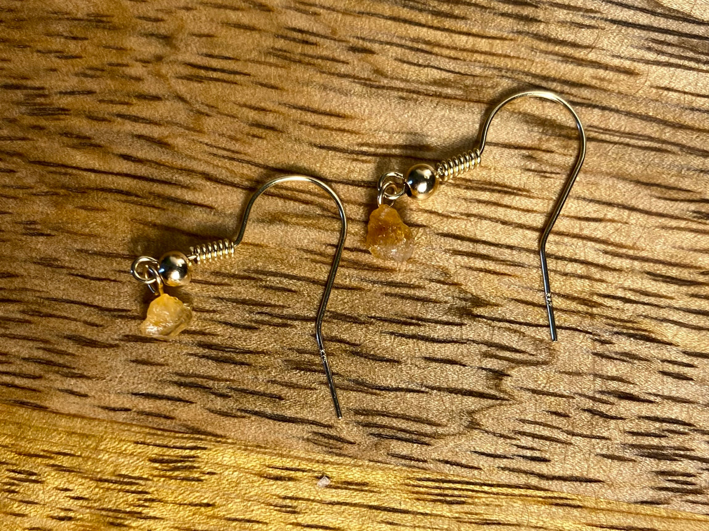 9ct Gold 4mm Citrine Dangle Earrings, 925 Sterling Silver Yellow Citrine Drop Earrings, Natural Citrine Dangle Drop Earrings, 9k Rough Crystal