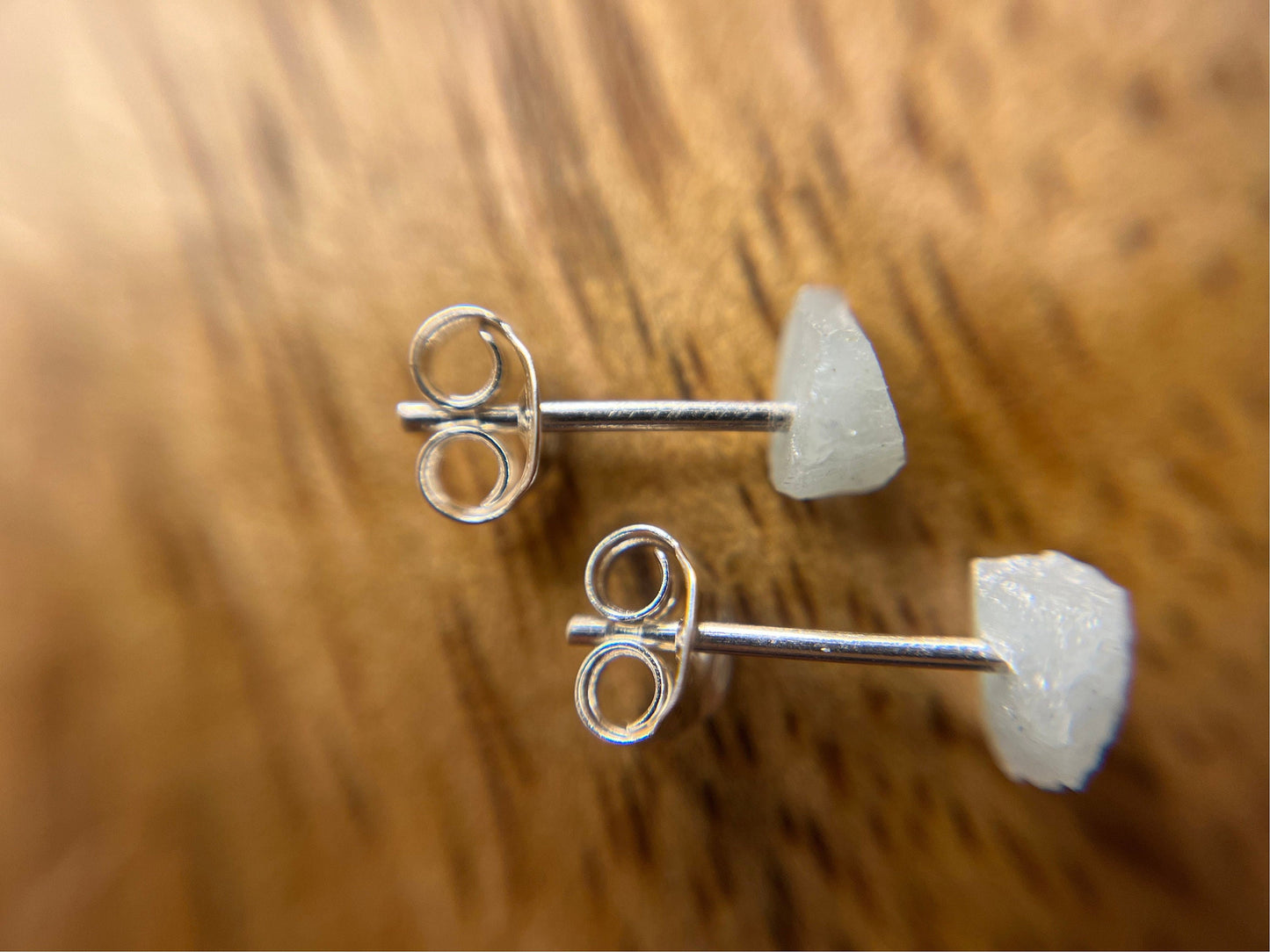 925 Silver Aquamarine Stud Earrings, Raw Aquamarine Earrings, Natural Crystal Earrings, March Birthstone Jewellery, Dainty Blue Aquamarine Studs