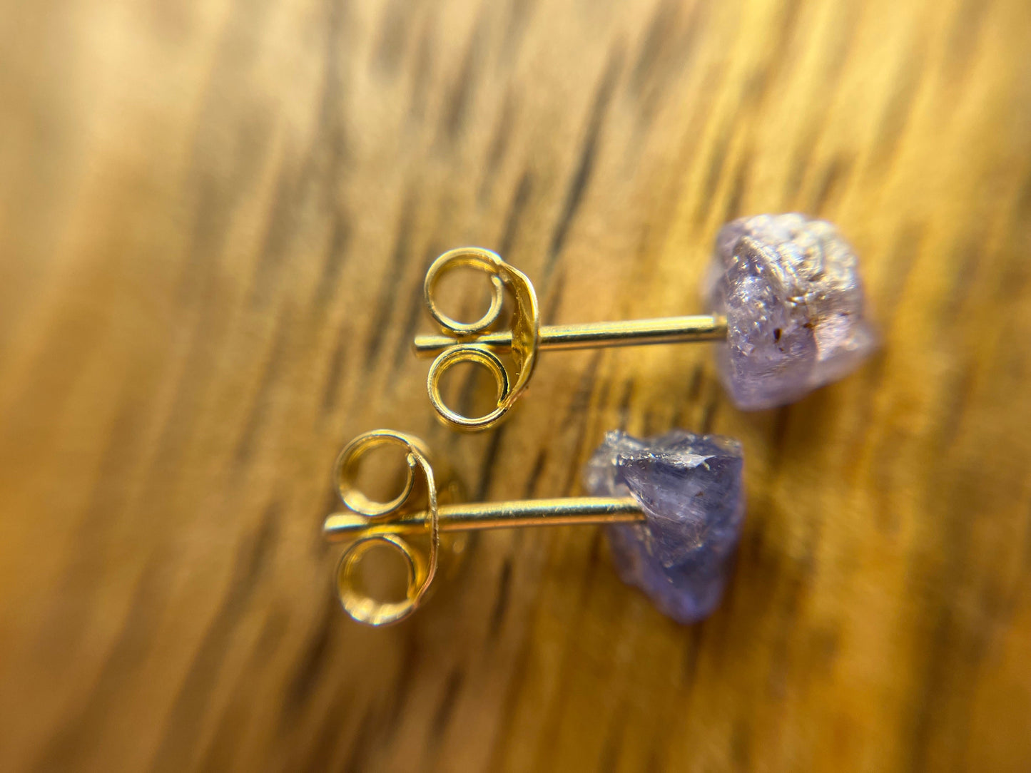 9ct or 18ct Gold Tanzanite Stud Earrings, Natural Tanzanite Earrings, Raw Crystal Earrings, Raw Tanzanite Jewellery, Minimalist Earring Studs